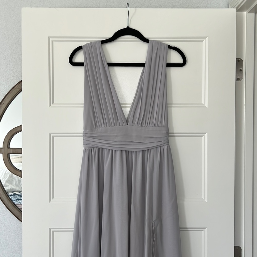 Lulu’s Heavenly Hues Light Grey Maxi Dress